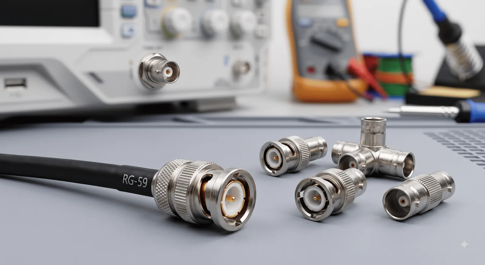 Labelled BNC coaxial connector with bayonet coupling