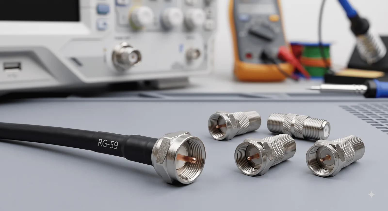 Labelled F-type coaxial compression connector
