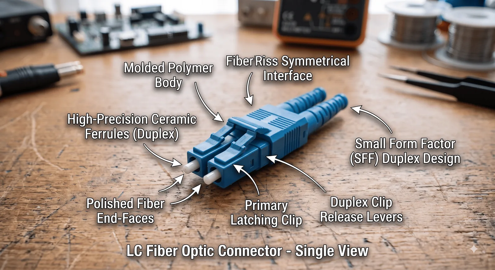 Labelled LC duplex fiber optic connector