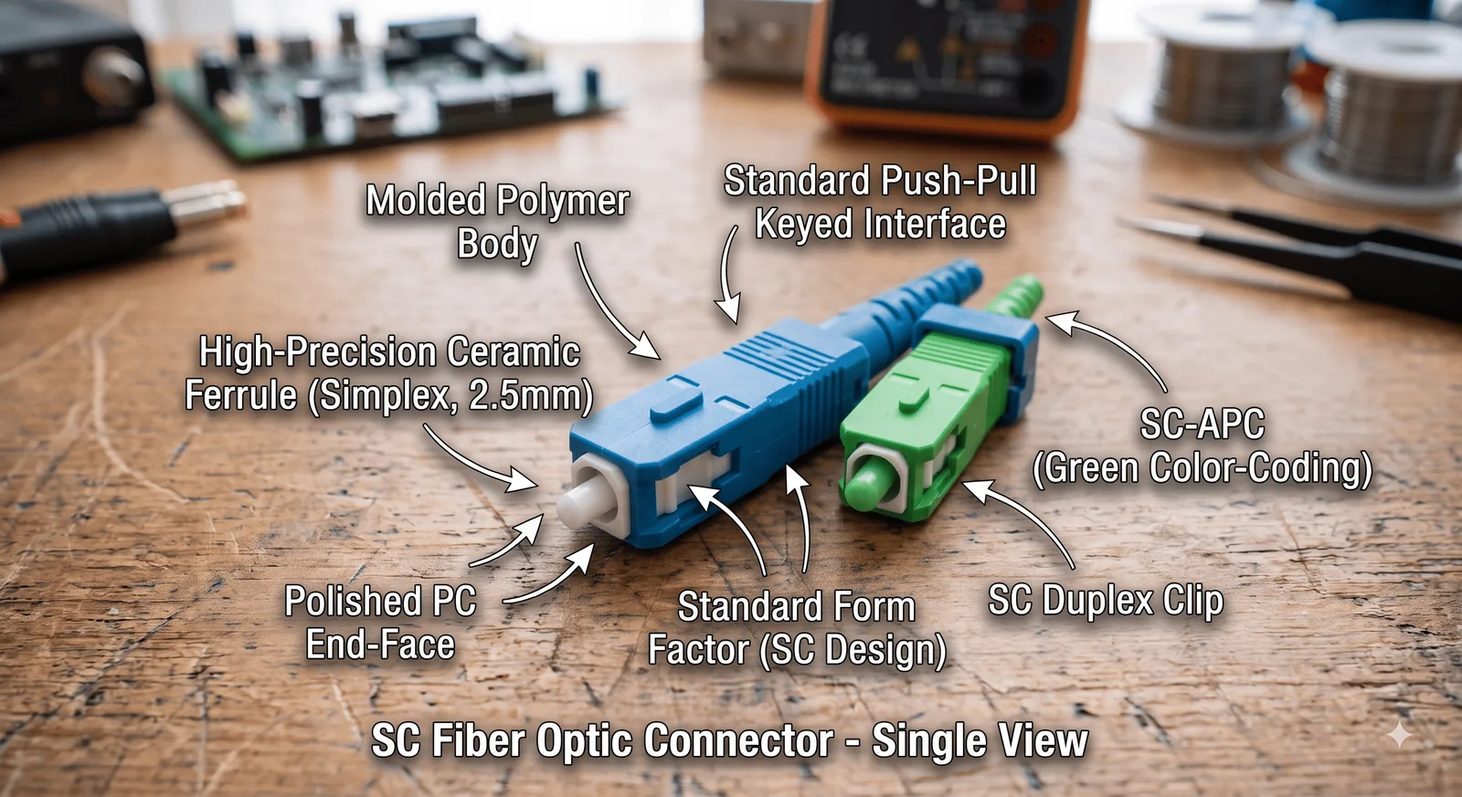 Labelled SC fiber optic connector