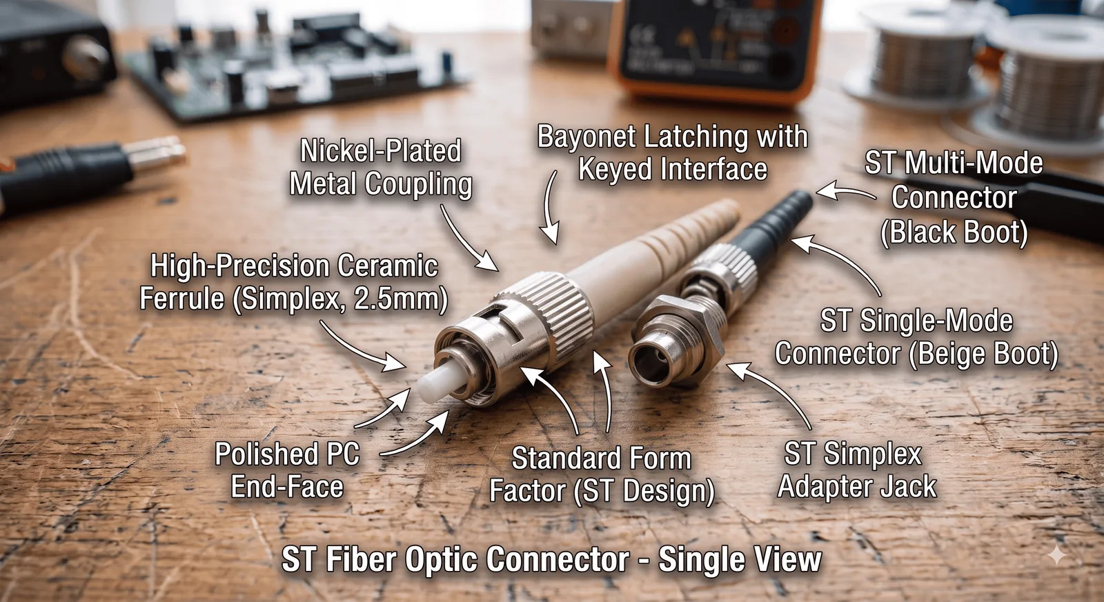 Labelled ST bayonet fiber optic connector